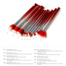 10 Pieces Professional Cosmetic Makeup Brush Kit Powder Foundation Blending Contour Kabuki Eyeshadow Make Up Set Red