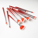 10 Pieces Professional Cosmetic Makeup Brush Kit Powder Foundation Blending Contour Kabuki Eyeshadow Make Up Set Red