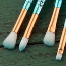 Set of 11 Pieces Soft Professional Mermaid Eyeshadow Eyebrow Makeup Brushes Kit Eyes Lip Face Comestic Fan Brush