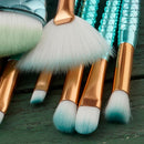 Set of 11 Pieces Soft Professional Mermaid Eyeshadow Eyebrow Makeup Brushes Kit Eyes Lip Face Comestic Fan Brush