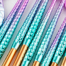 Set of 11 Pieces Soft Professional Mermaid Eyeshadow Eyebrow Makeup Brushes Kit Eyes Lip Face Comestic Fan Brush