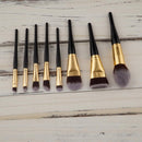 8 Pieces NATURAL WOOD Professional Cosmetic Makeup Brush Set Eyeshadow Foundation Contour Kabuki Tool Kit Black Dense Hair