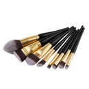 8 Pieces NATURAL WOOD Professional Cosmetic Makeup Brush Set Eyeshadow Foundation Contour Kabuki Tool Kit Black Dense Hair