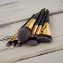 8 Pieces NATURAL WOOD Professional Cosmetic Makeup Brush Set Eyeshadow Foundation Contour Kabuki Tool Kit Black Dense Hair