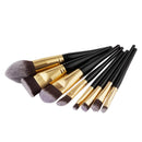 8 Pieces NATURAL WOOD Professional Cosmetic Makeup Brush Set Eyeshadow Foundation Contour Kabuki Tool Kit Black Dense Hair