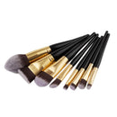 8 Pieces NATURAL WOOD Professional Cosmetic Makeup Brush Set Eyeshadow Foundation Contour Kabuki Tool Kit Black Dense Hair
