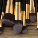 17 Pieces Black Face Eyeshadow Eyeliner Eyebrow Blush Fan Makeup Brushes Set
