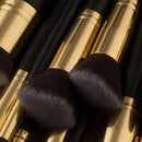 17 Pieces Black Face Eyeshadow Eyeliner Eyebrow Blush Fan Makeup Brushes Set
