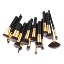 17 Pieces Black Face Eyeshadow Eyeliner Eyebrow Blush Fan Makeup Brushes Set