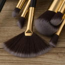 17 Pieces Black Face Eyeshadow Eyeliner Eyebrow Blush Fan Makeup Brushes Set