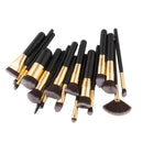 17 Pieces Black Face Eyeshadow Eyeliner Eyebrow Blush Fan Makeup Brushes Set