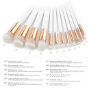 Professional 12pcs Makeup Brushes Set Powder Foundation Eyeshadow Blush Contour Cosmetic Tool White
