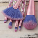 7 Pieces Professional Rhinestones Tube Handle Cosmetic Makeup Brushes Set Face Foundation Eyeshadow Blush Concealer Contour Powder Make Up Tool Kit Pink
