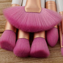 10 Pieces Natural Wood Professional Makeup Brushes Set Eyeshadow Foundation Blending Contour Flat Angled Fan Brush Tool Kit White Pink