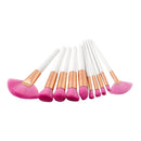 10 Pieces Natural Wood Professional Makeup Brushes Set Eyeshadow Foundation Blending Contour Flat Angled Fan Brush Tool Kit White Pink