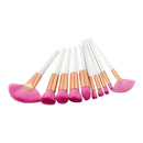 10 Pieces Natural Wood Professional Makeup Brushes Set Eyeshadow Foundation Blending Contour Flat Angled Fan Brush Tool Kit White Pink