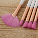 10 Pieces Natural Wood Professional Makeup Brushes Set Eyeshadow Foundation Blending Contour Flat Angled Fan Brush Tool Kit White Pink