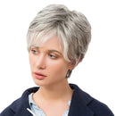HEAT RESISTANT Women Short Layered Natural 100% Real Human Hair Wigs + Cap for Cosplay Party Daily Use Costume Gray