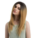 Fashion Women Long Straight Curly Synthetic Hair Wig Middle Part Natural Wigs for Cosplay Party Costume Gradient Gold
