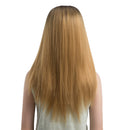 Fashion Women Long Straight Curly Synthetic Hair Wig Middle Part Natural Wigs for Cosplay Party Costume Gradient Gold