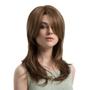 Women Fashion Fluffy Brown Mixed Medium Long Wig Heat Resistant Synthetic Hair Wig Party Cosplay Daily Wear