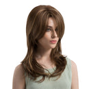 Women Fashion Fluffy Brown Mixed Medium Long Wig Heat Resistant Synthetic Hair Wig Party Cosplay Daily Wear