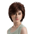 Women Fashion Fluffy Layered Red Brown Short Wig Heat Resistant Synthetic Hair Wig Party Cosplay Daily Wear