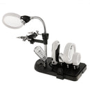 Hand Free LED Helping Hand Magnifying Magnifier Glass with Modeling Iron Stand Holder Clamp Clips CAN BE USE AS HANDHELD GLASS 2.5X 5X 16X EU Plug