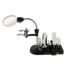 Hand Free LED Helping Hand Magnifying Magnifier Glass with Modeling Iron Stand Holder Clamp Clips CAN BE USE AS HANDHELD GLASS 2.5X 5X 16X EU Plug