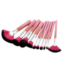 Set of 10 Pieces Fashion Makeup Brushes Facial Eyes Powder Foundation Blush Contour ComeStic Tools Fan Brush