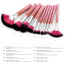 Set of 10 Pieces Fashion Makeup Brushes Facial Eyes Powder Foundation Blush Contour ComeStic Tools Fan Brush