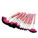Set of 10 Pieces Fashion Makeup Brushes Facial Eyes Powder Foundation Blush Contour ComeStic Tools Fan Brush