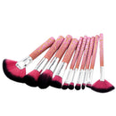Set of 10 Pieces Fashion Makeup Brushes Facial Eyes Powder Foundation Blush Contour ComeStic Tools Fan Brush