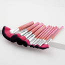 Set of 10 Pieces Fashion Makeup Brushes Facial Eyes Powder Foundation Blush Contour ComeStic Tools Fan Brush