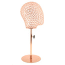 Rose Gold Iron Mannequin Head Hat Cap Helmet Toupee Rack Stand Wig Storage Holder Display