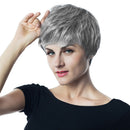 10'' Cool Hairstyling Short Synthetic Wigs Natural Fluffy Layered Cosplay Full Head Wig for Women Gray Black Root