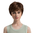 10 Inches Women Synthetic Natural Short Layered Straight Full Hair Wigs with Bang for Cosplay Party Daily Wear Mix Brown