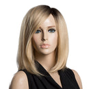 Women Lady Natural Light Gold Long Straight Full Head Real Human Hair Wig