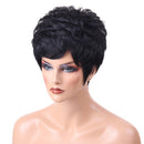 Lightweight 10" Short Women Natural Layered Curly 100% Real Human Hair Wigs With Cap for Cosplay Party Daily Use Black HEAT RESISTANT