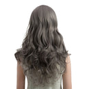 Fashion Women Long Natural Wavy Curly Synthetic Hair Wigs + Cap for Cosplay Party Daily Use Flaxen Gray