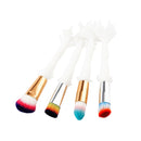 4x Professional Cosmetic Foundation Blush Concealer Powder Cream Blending Makeup Brush Set Kit WHITE HANDLE RAINBOW COLOR HAIR