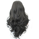 Synthetic Long Full Hair Wig, Wavy Curly Lace Front Black Wigs, for Cosplay Costume Party, Natural Looking