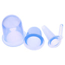 4pcs Silicone Vacuum Suction Cupping Cup Anti Cellulite Body Face Eyes Massage with Manual Massager Blue