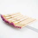10pcs Premium Wooden Handle Cosmetic Set Powder Foundation Eyeshadow Eyebrow Contour Lip Makeup Brushes