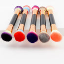 Professional Double-Sided Wooden Handle Flat &Oval Face Powder Blush Foundation Concealer Contour Makeup Brush