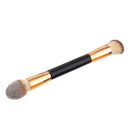 Professional Double-Sided Wooden Handle Flat &Oval Face Powder Blush Foundation Concealer Contour Makeup Brush