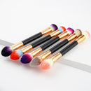 Professional Double-Sided Wooden Handle Flat &Oval Face Powder Blush Foundation Concealer Contour Makeup Brush