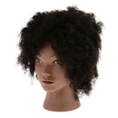 Silicone Afro Cosmetology Practice Training Mannequin Head With 100% Human Hair