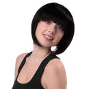 13'' Natural Real Human Hair Soft Silky Fashion Women's Full Bangs Wig Short Wigs Straight Bob Hair Cosplay Party