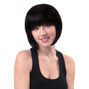 13'' Natural Real Human Hair Soft Silky Fashion Women's Full Bangs Wig Short Wigs Straight Bob Hair Cosplay Party